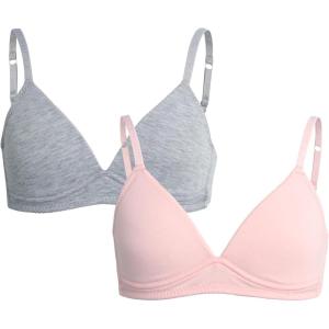 imageNautica Girls Training Bra  2 Pack3 Pack ACup Ribbed Molded Starter Bras for Teens with Adjustable Strap Sizes 30A36APink BlissLight Grey Heather 2pk Molded