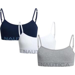 imageNautica Girls Training Bra  3 Pack6 Pack Seamless Cami Bralette  Bra for Girls Removable Pads SXLNocturnal NavyWhiteLight Grey Heather3pk