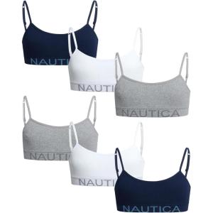 imageNautica Girls Training Bra  3 Pack6 Pack Seamless Cami Bralette  Bra for Girls Removable Pads SXLNocturnal NavyWhiteLight Grey Heather6pk