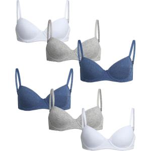 imageNautica Girls Training Bra  4 Pack6 Pack ACup Ribbed Molded Starter Bras for Teens with Adjustable Strap Sizes 30A36ALight Grey HeatherWhiteIndigo Heather 6pk Molded Rib