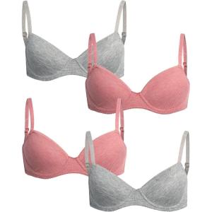imageNautica Girls Training Bra  4 Pack6 Pack ACup Ribbed Molded Starter Bras for Teens with Adjustable Strap Sizes 30A36APink HeatherLight Grey Heather 4pk Molded Rib