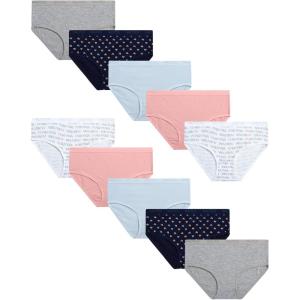 imageNautica Girls Underwear Briefs  10 Pack Comfort Stretch MidWaist Breathable Cotton Underwear Panties for Girls 412PrintLight Grey HeatherPowder PinkLight Blue
