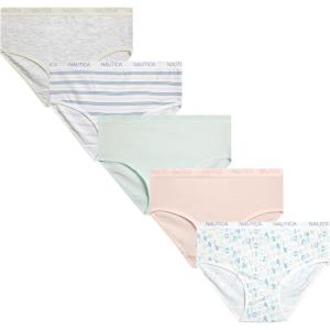 imageNautica Girls Underwear Briefs  5 Pack Soft Comfort Stretch MidWaist Breathable Cotton Underwear Panties for Girls 412RoseWhiteMintStripe