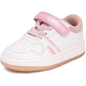 imageNautica Kids Girls Sneakers with Adjustable Strap and Bungee Straps  Comfortable Casual Shoes ToddlerLittle KidWhite Pink Iridescentmilra