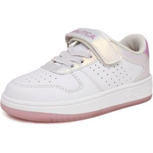 imageNautica Kids Girls Sneakers with Adjustable Strap and Bungee Straps  Comfortable Casual Shoes ToddlerLittle KidWhite Pinkstafford