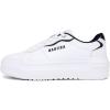 imageNautica Womens LaceUp Fashion Sneakers  LowTop Casual Walking ampamp Tennis Shoes with Platform or Regular HeelWhite Navyhycrest
