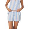 imageNautica Womens Short Pajama Set  Summer 2 Piece Lightweight Rayon Ruffle Tank with Shorts  Lounge and Sleep Sets for WomenBlue Stripe