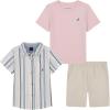 imageNautica Boys 3pc Shirt Short SetLight PinkStripeStone