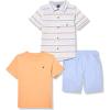 imageNautica Boys 3pc Shirt Short SetPeachStripeLight Blue