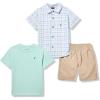 imageNautica Boys 3pc Shirt Short SetPlaidGreenKhaki