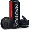 imageNautica Smart Coffee Tumbler Smart Water Bottle Stainless Steel Vacuum Insulated Water Bottle with Straw Lid LED Display Bottle Keeps Hot or Cold Sports Edition NAVY RED 32 OZ