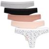 imageNautica Womens Cotton Thong Underwear Set 5PackNt LogoBarely ThereCafe LatteBlackMd Heather Grey