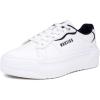 imageNautica Womens LaceUp Fashion Sneakers  LowTop Casual Walking ampamp Tennis Shoes with Platform or Regular HeelWhite Navyhycrest