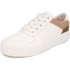 imageNautica Womens LaceUp Fashion Sneakers  LowTop Casual Walking ampamp Tennis Shoes with Platform or Regular HeelWhite Taupe