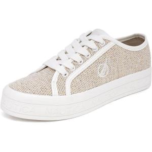 imageNautica Womens LaceUp Fashion Sneakers  LowTop Casual Walking ampamp Tennis Shoes with Platform or Regular HeelLight Sand