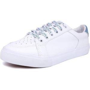 imageNautica Womens LaceUp Fashion Sneakers  LowTop Casual Walking ampamp Tennis Shoes with Platform or Regular HeelRivkawhite