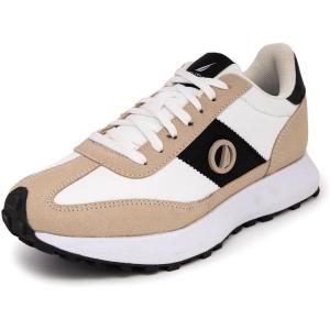 imageNautica Womens LaceUp Fashion Sneakers  LowTop Casual Walking ampamp Tennis Shoes with Platform or Regular HeelSand Black Whitephlo