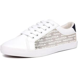 imageNautica Womens LaceUp Fashion Sneakers  LowTop Casual Walking ampamp Tennis Shoes with Platform or Regular HeelSatsuwhite