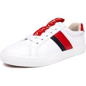 imageNautica Womens LaceUp Fashion Sneakers  LowTop Casual Walking ampamp Tennis Shoes with Platform or Regular HeelSteam Red Tape