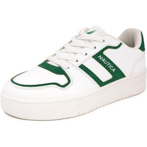 imageNautica Womens LaceUp Fashion Sneakers  LowTop Casual Walking ampamp Tennis Shoes with Platform or Regular HeelWhite Greenknottingwood