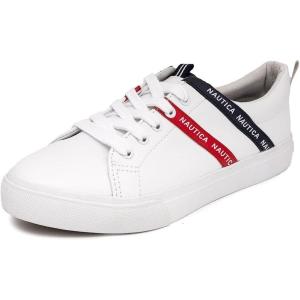 imageNautica Womens LaceUp Fashion Sneakers  LowTop Casual Walking ampamp Tennis Shoes with Platform or Regular HeelWhite Red Navykirsi