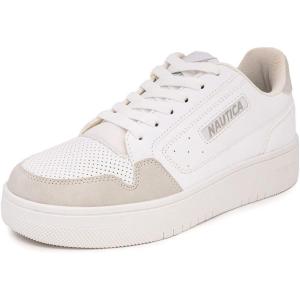imageNautica Womens LaceUp Fashion Sneakers  LowTop Casual Walking ampamp Tennis Shoes with Platform or Regular HeelWhite Sandmilagros