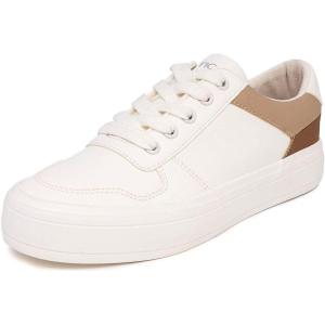 imageNautica Womens LaceUp Fashion Sneakers  LowTop Casual Walking ampamp Tennis Shoes with Platform or Regular HeelWhite Taupe