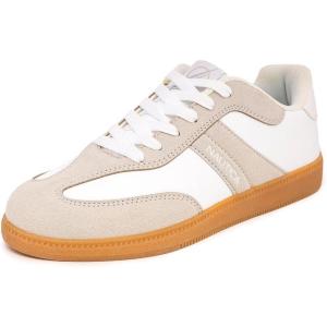 imageNautica Womens LaceUp Fashion Sneakers  LowTop Casual Walking ampamp Tennis Shoes with Platform or Regular HeelWhite Taupekeota