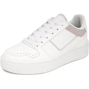 imageNautica Womens LaceUp Fashion Sneakers  LowTop Casual Walking ampamp Tennis Shoes with Platform or Regular HeelWhitelarissa