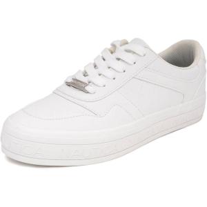 imageNautica Womens LaceUp Fashion Sneakers  LowTop Casual Walking ampamp Tennis Shoes with Platform or Regular HeelWhitemerle