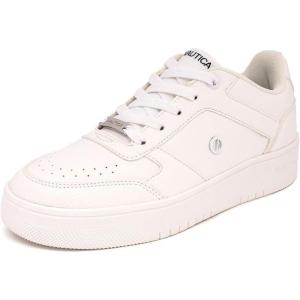 imageNautica Womens LaceUp Fashion Sneakers  LowTop Casual Walking ampamp Tennis Shoes with Platform or Regular HeelWhiteshavona