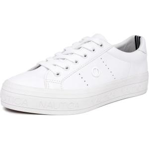 imageNautica Womens LaceUp Fashion Sneakers  LowTop Casual Walking ampamp Tennis Shoes with Platform or Regular HeelWinafredwhiteWhite