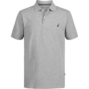 imageNautica Boys Short Sleeve Anchor Polo Button Closure Soft ampamp Comfortable Pique FabricGrey Heather