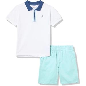 imageNautica Boys 2pc Polo Short SetBright WhiteGreen