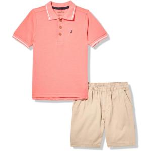 imageNautica Boys 2pc Polo Short SetRed HeatherStone