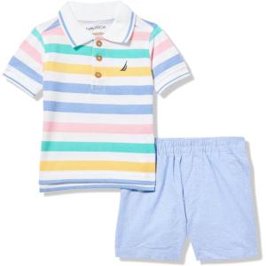 imageNautica Boys 2pc Polo Short SetStripesLight Blue