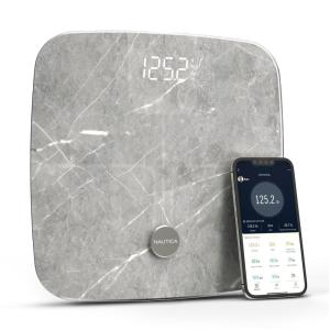imageNautica Body Tracker Digital Bathroom Scale BluetoothEnabled Smart Scale with BMI Body Fat Muscle Mass Tracking ampamp More Syncs with Smartphone App for Body Composition Tracking 440 LbsTravertine Stone