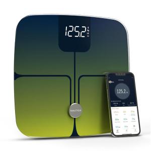 imageNautica Body Tracker Digital Bathroom Scale BluetoothEnabled Smart Scale with BMI Body Fat Muscle Mass Tracking ampamp More Syncs with Smartphone App for Body Composition Tracking 440 LbsNavy Yellow