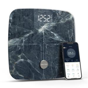 imageNautica Body Tracker Digital Bathroom Scale BluetoothEnabled Smart Scale with BMI Body Fat Muscle Mass Tracking ampamp More Syncs with Smartphone App for Body Composition Tracking 440 LbsAqua Stone