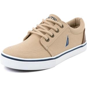imageNautica Kids Boys LaceUp Fashion Sneakers LowTop Dress Shoes for Youth  Big KidLittle KidBoat House Brown