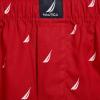 imageNautica Mens Cotton Woven 3 Pack BoxerBlackSail BlackwhiteSail Nautica Red