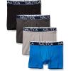 imageNautica Mens Cotton Stretch 4 Pack Boxer BriefBlackCharcoalAlloyCapri Blue