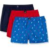 imageNautica Mens Cotton Woven 3 Pack BoxerPeacoatBright Red2 Colorlobster