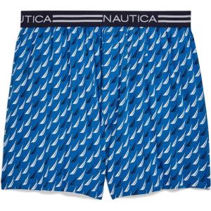 imageNautica Mens Classic Cotton Loose Knit BoxerMix Sail Printspinner Blue