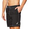 imageNautica Mens Solid Quick Dry Classic Logo Swim TrunkTrue Black