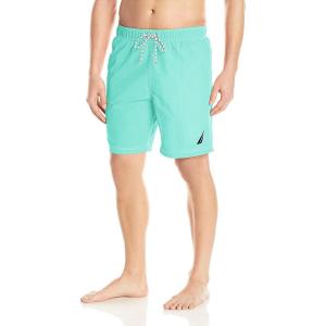 imageNautica Mens Solid Quick Dry Classic Logo Swim TrunkBali Bliss