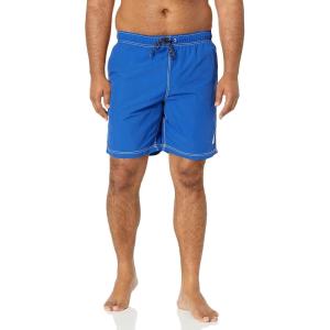 imageNautica Mens Solid Quick Dry Classic Logo Swim TrunkBright Cobalt