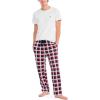 imageNautica mens Sustainably Crafted Plaid Fleece Sleep PantRio Red