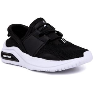 imageNautica Kids Athletic SlipOn Sneakers  Comfortable Bungee Running Shoes for Boys and Girls  Stylish and Supportive Footwear for Active Kids Big KidLittle KidToddlerBlack Whitemalmin