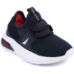 imageNautica Kids Athletic SlipOn Sneakers  Comfortable Bungee Running Shoes for Boys and Girls  Stylish and Supportive Footwear for Active Kids Big KidLittle KidToddlerNavy Redmolded